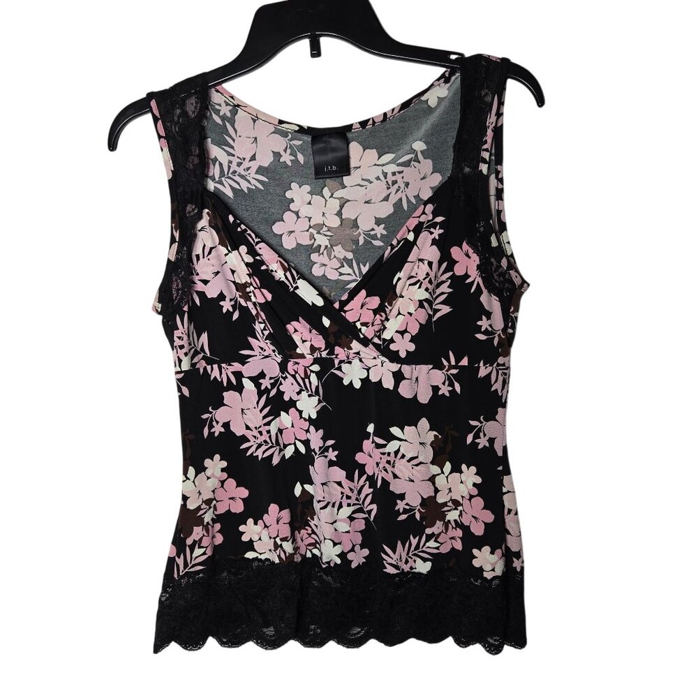 JTB Womens Floral Babydoll Tank Top‎ Size Large Y2K Whimsigoth Fairy Grunge Lace